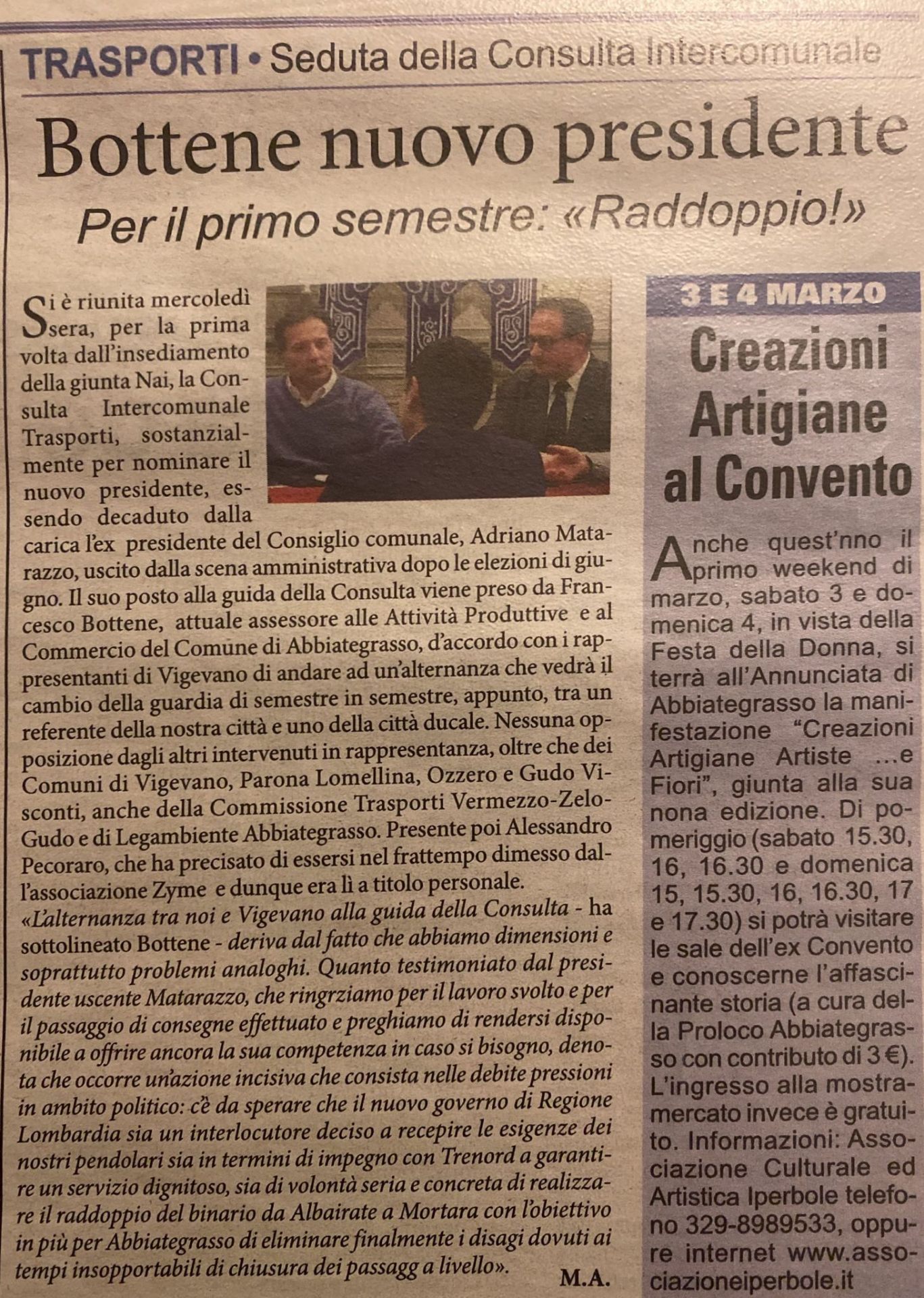 Ritaglio stampa: Bottene nuovo presidente: «Raddoppio!»